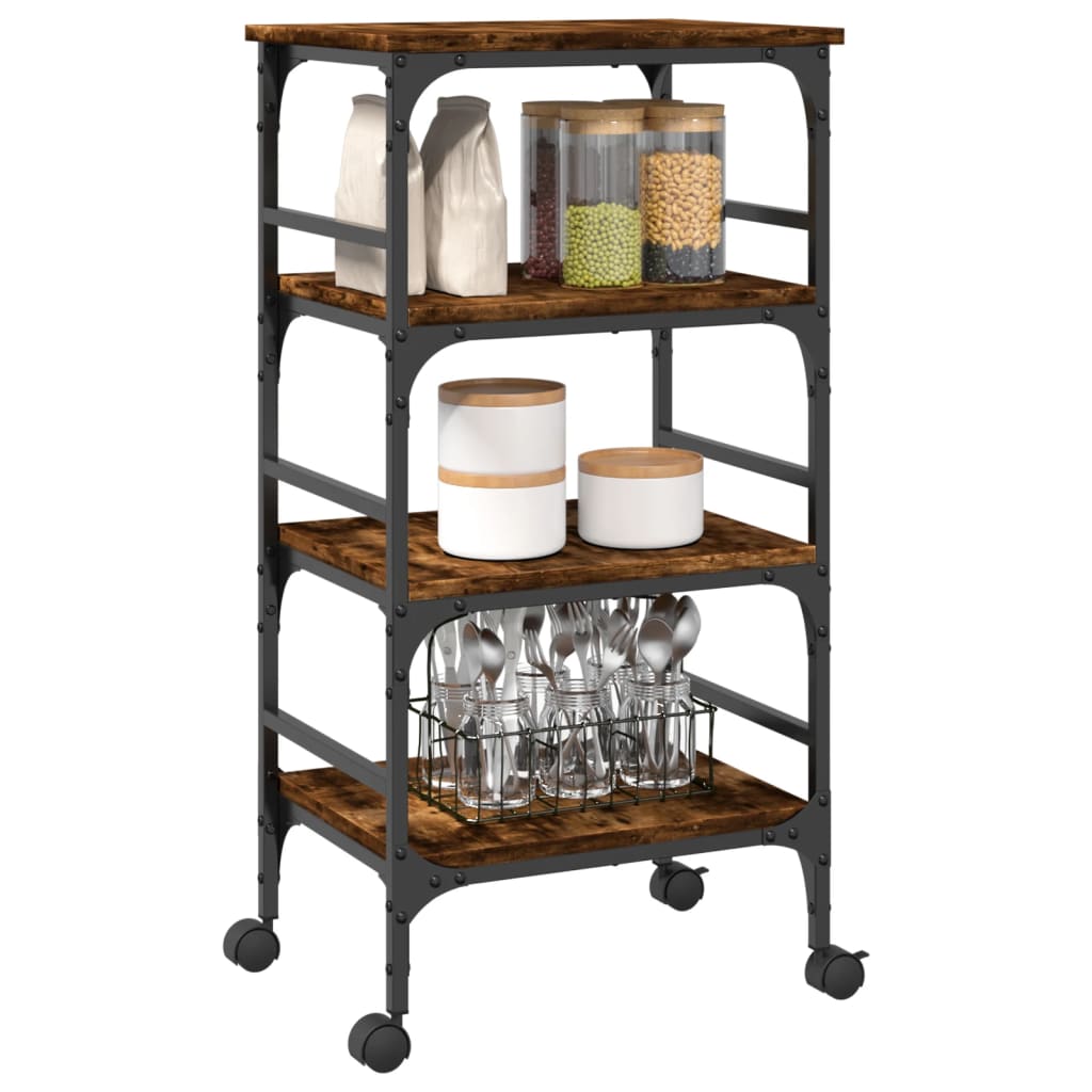 Kitchen trolley smoked oak 45x35x89.5 cm wood material