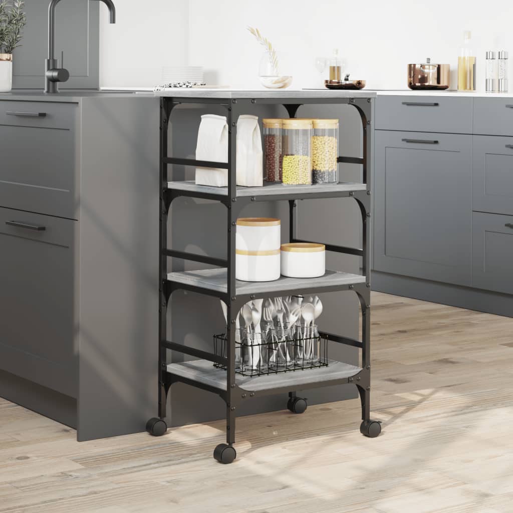 Kitchen Cart Grey Sonoma 45x35x89.5 cm Wood Material