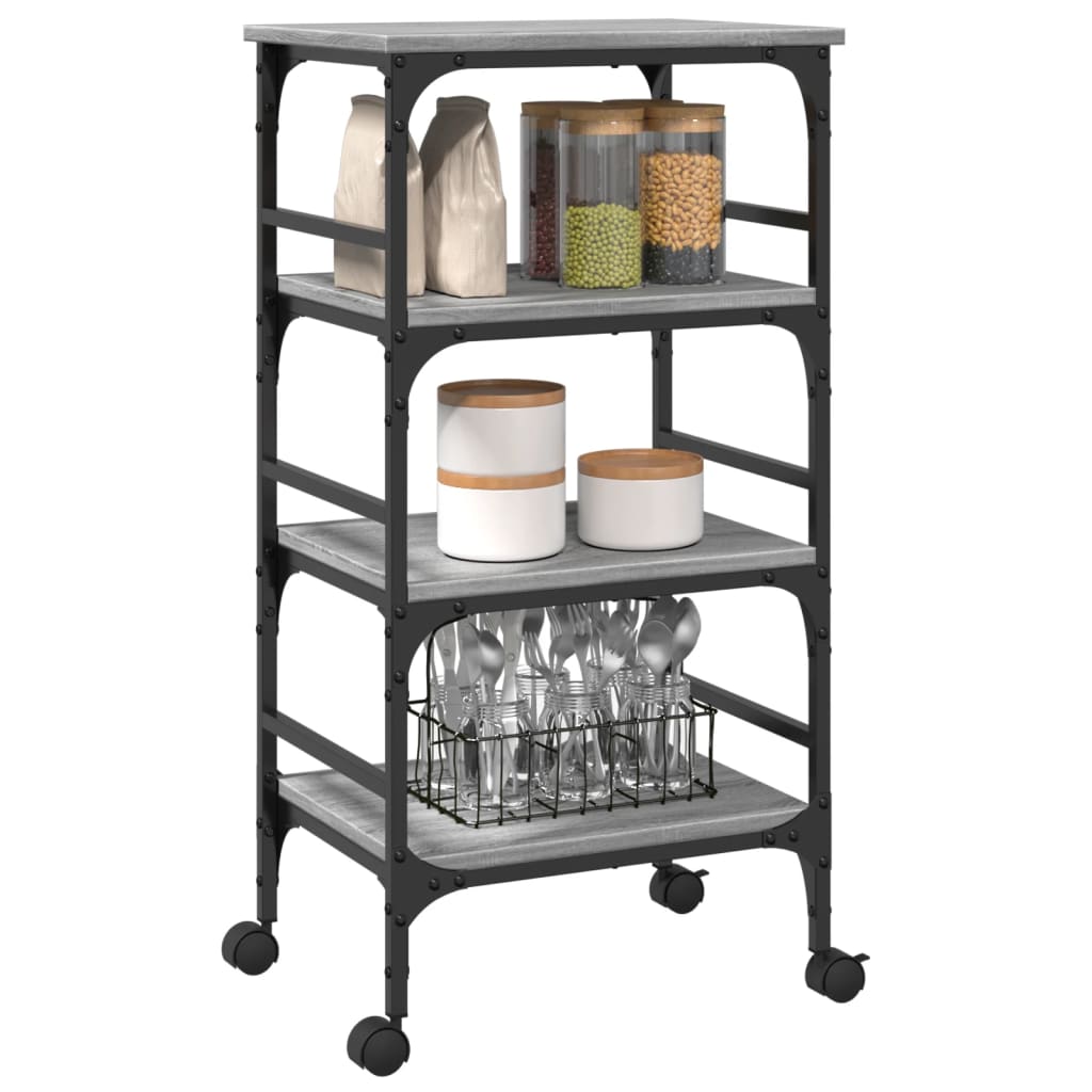 Kitchen Cart Grey Sonoma 45x35x89.5 cm Wood Material