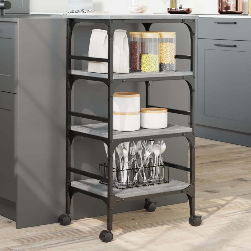 Kitchen Cart Grey Sonoma 45x35x89.5 cm Wood Material