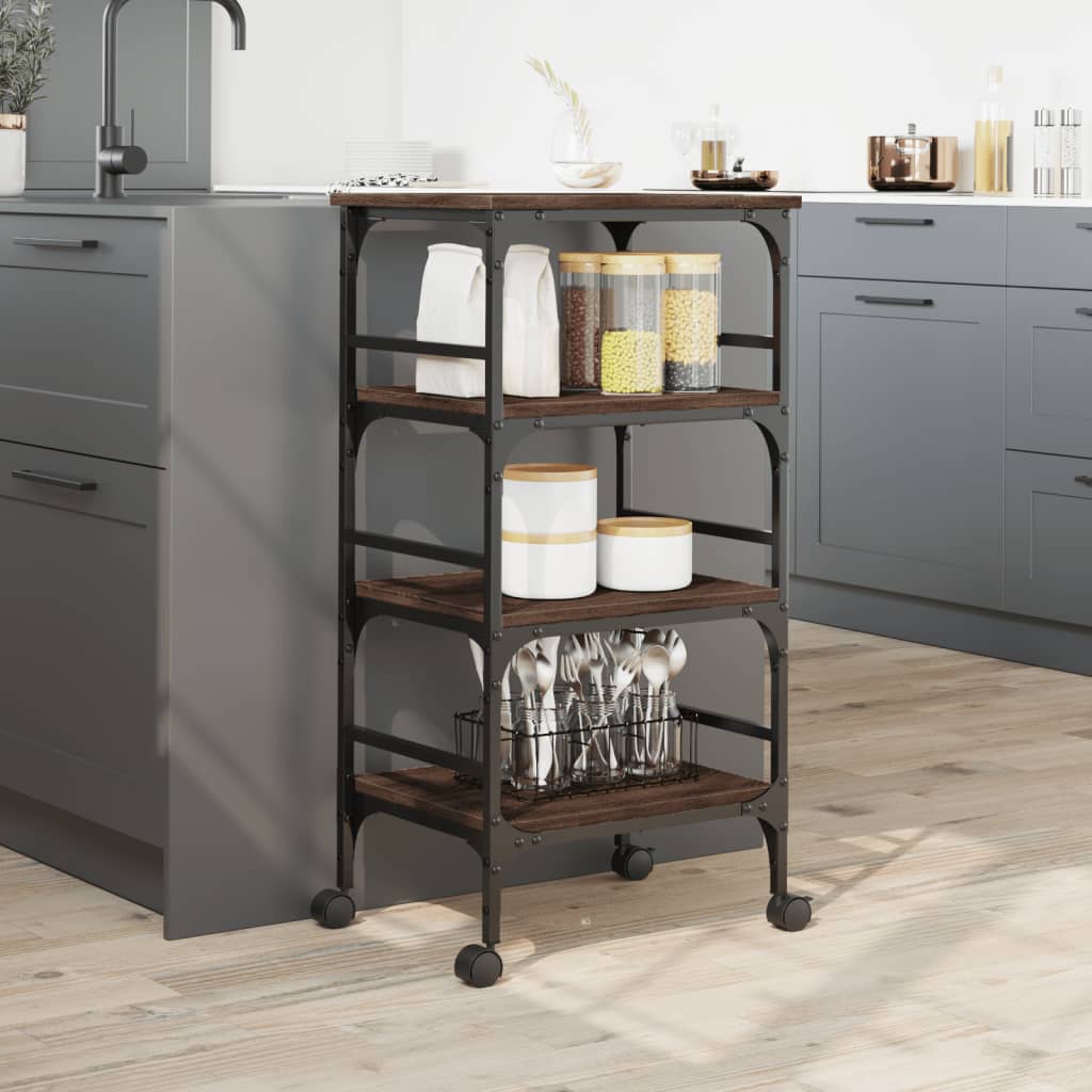 Kitchen trolley brown oak look 45x35x89.5 cm wood material