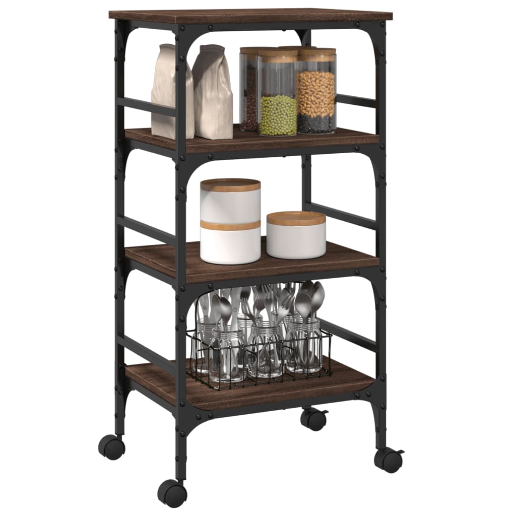 Kitchen trolley brown oak look 45x35x89.5 cm wood material