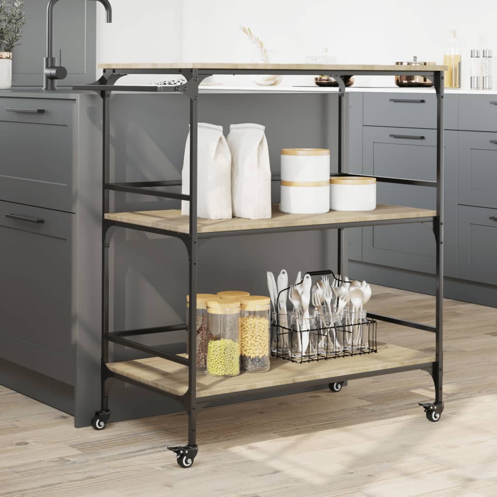 Kitchen trolley Sonoma oak 100.5x50x105 cm wood material