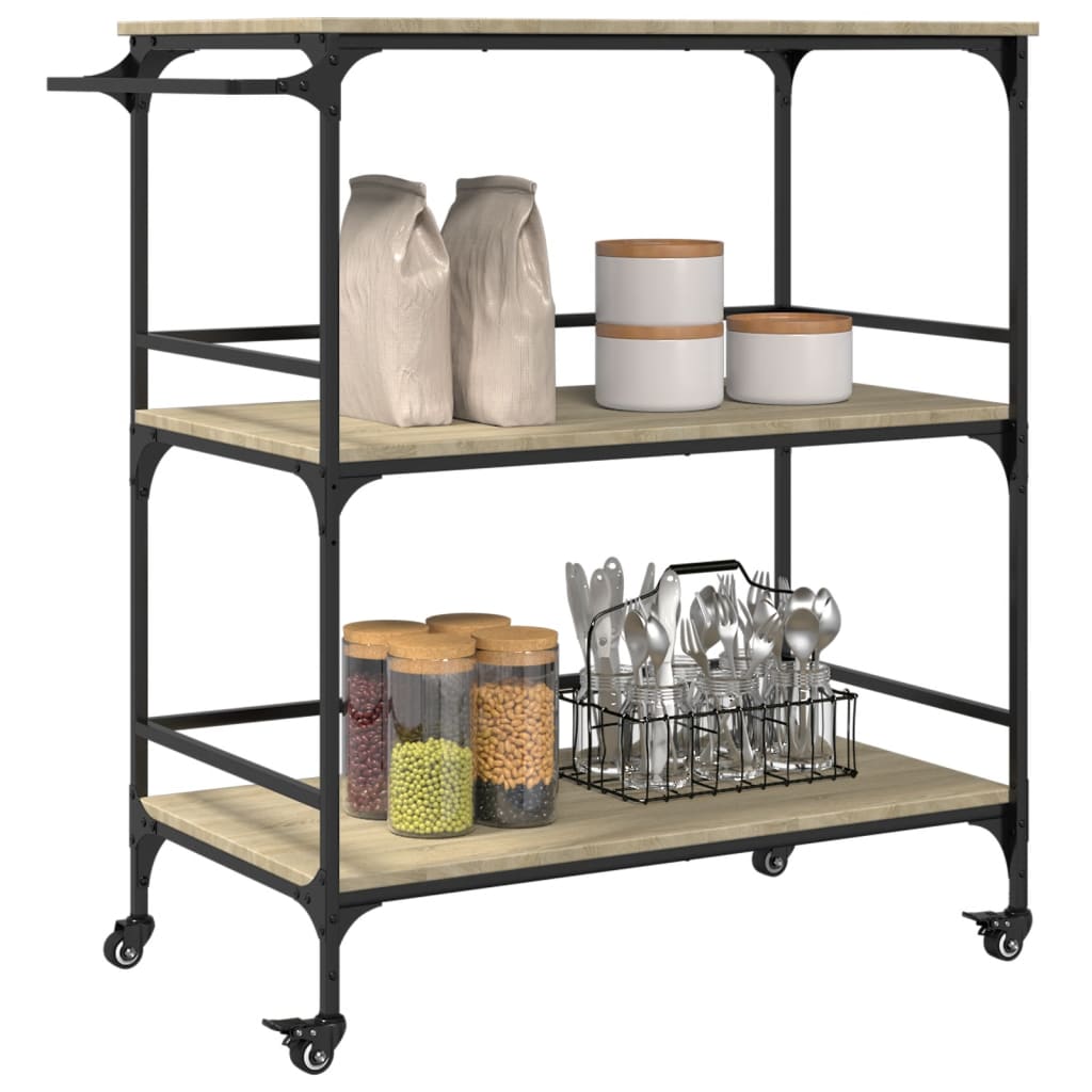 Kitchen trolley Sonoma oak 100.5x50x105 cm wood material