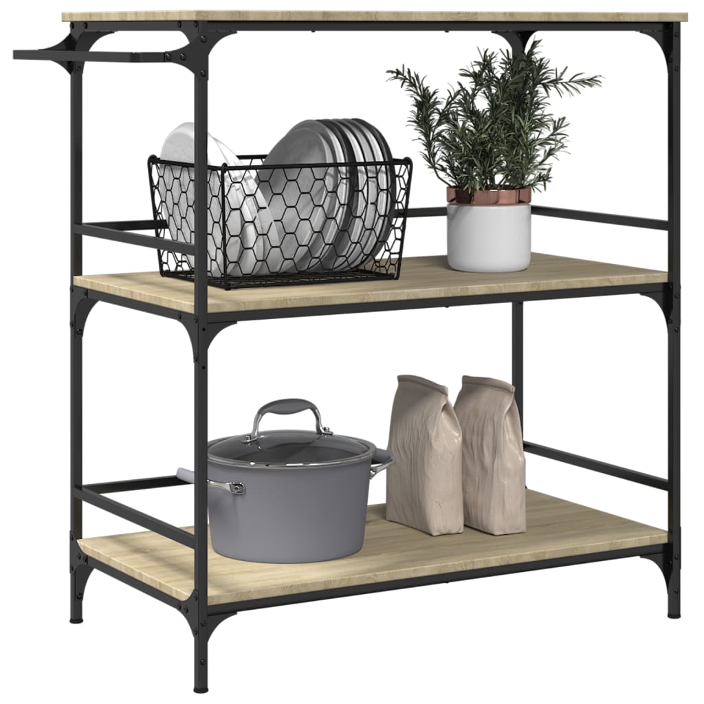 Kitchen trolley Sonoma oak 100.5x50x105 cm wood material