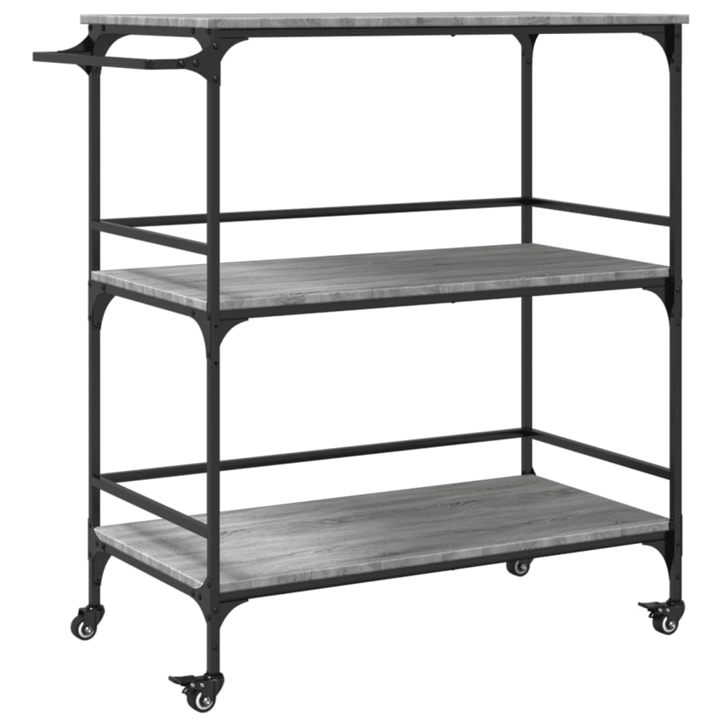 Kitchen Cart Grey Sonoma 100.5x50x105 cm Wood Material