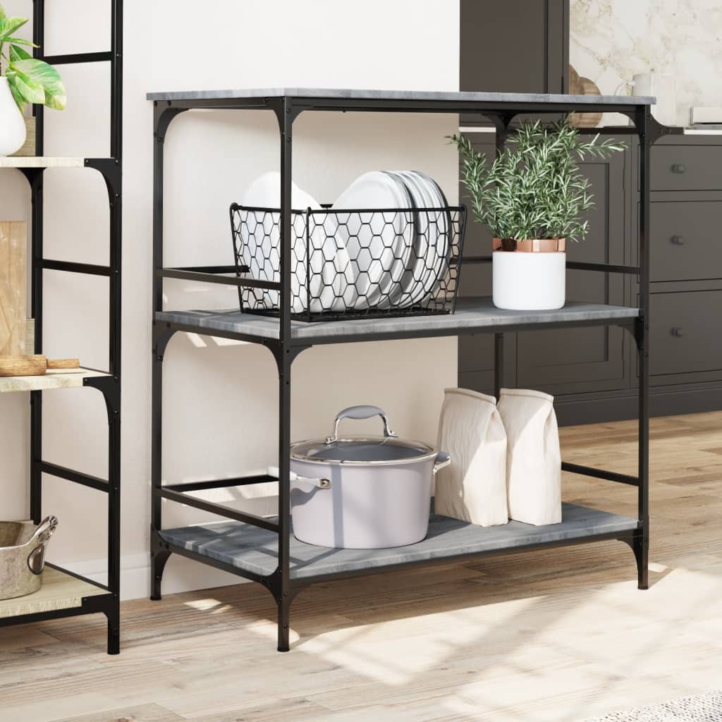 Kitchen Cart Grey Sonoma 100.5x50x105 cm Wood Material