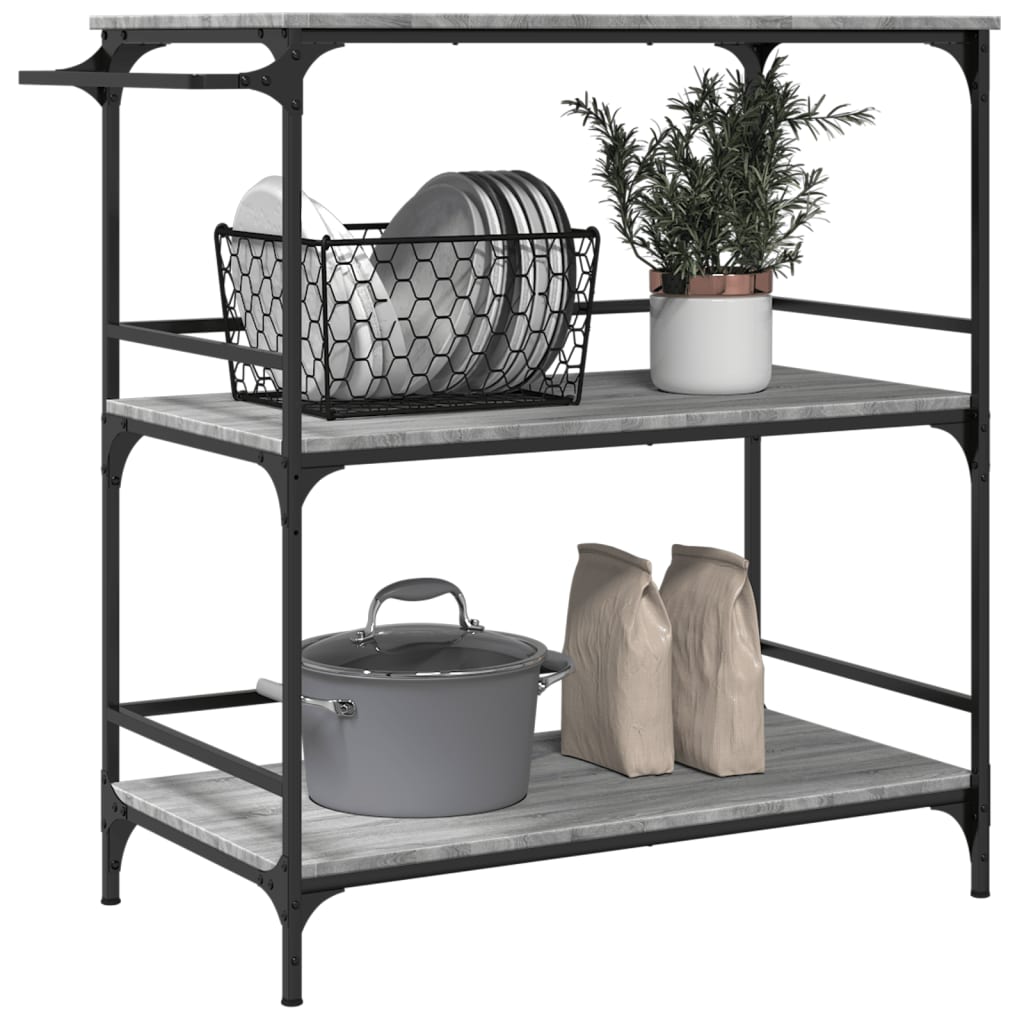 Kitchen Cart Grey Sonoma 100.5x50x105 cm Wood Material