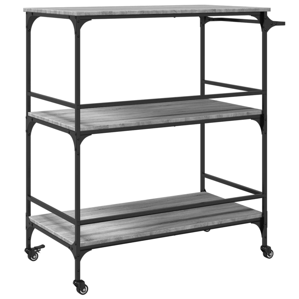 Kitchen Cart Grey Sonoma 100.5x50x105 cm Wood Material