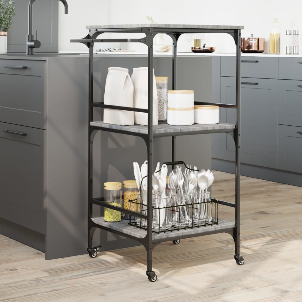 Kitchen Cart Grey Sonoma 60.5x50x105 cm Wood Material