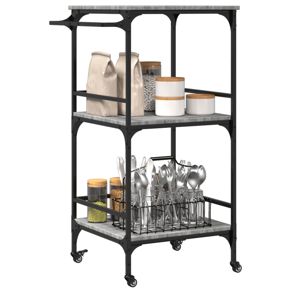 Kitchen Cart Grey Sonoma 60.5x50x105 cm Wood Material