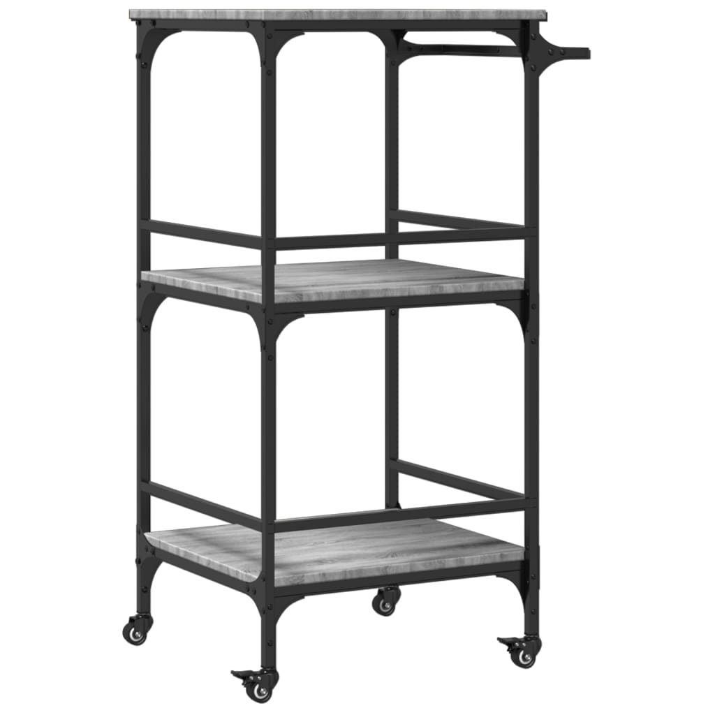 Kitchen Cart Grey Sonoma 60.5x50x105 cm Wood Material