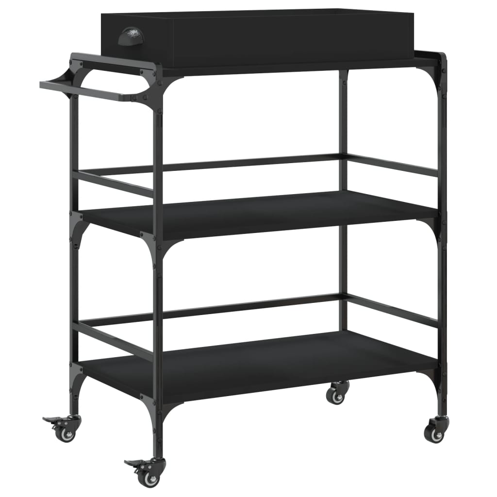Kitchen Cart Black 81.5x41x92.5 cm Wood Material
