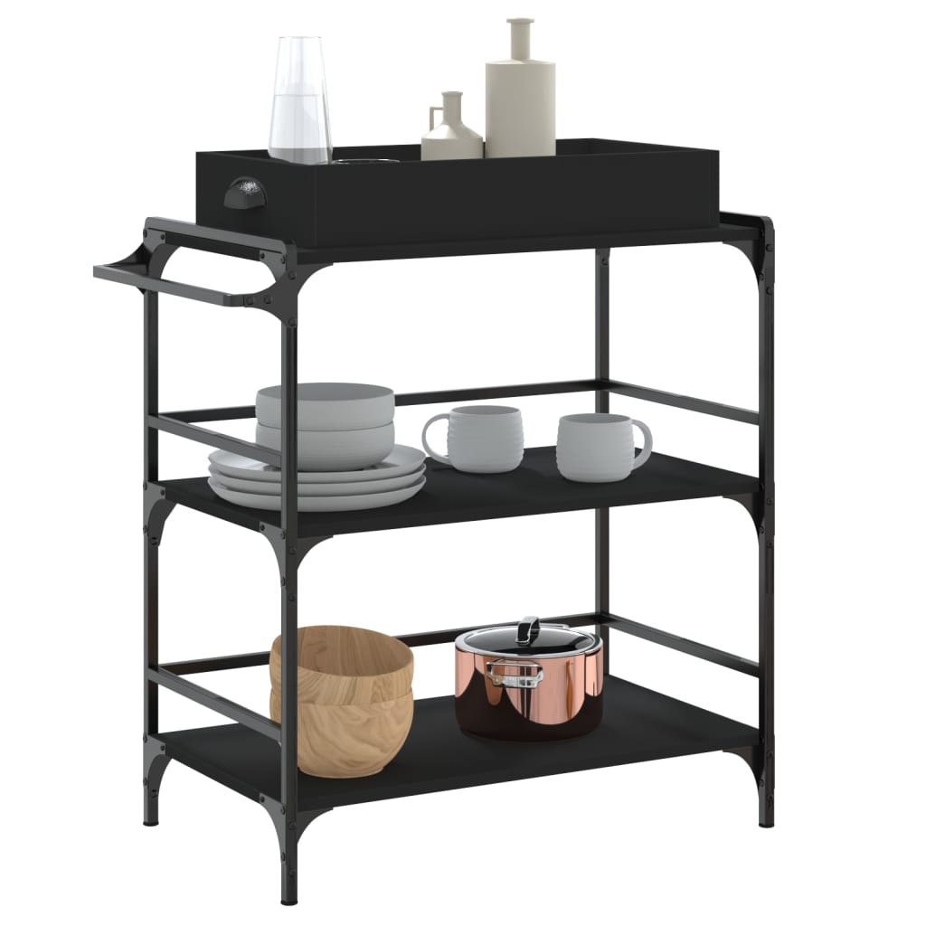 Kitchen Cart Black 81.5x41x92.5 cm Wood Material