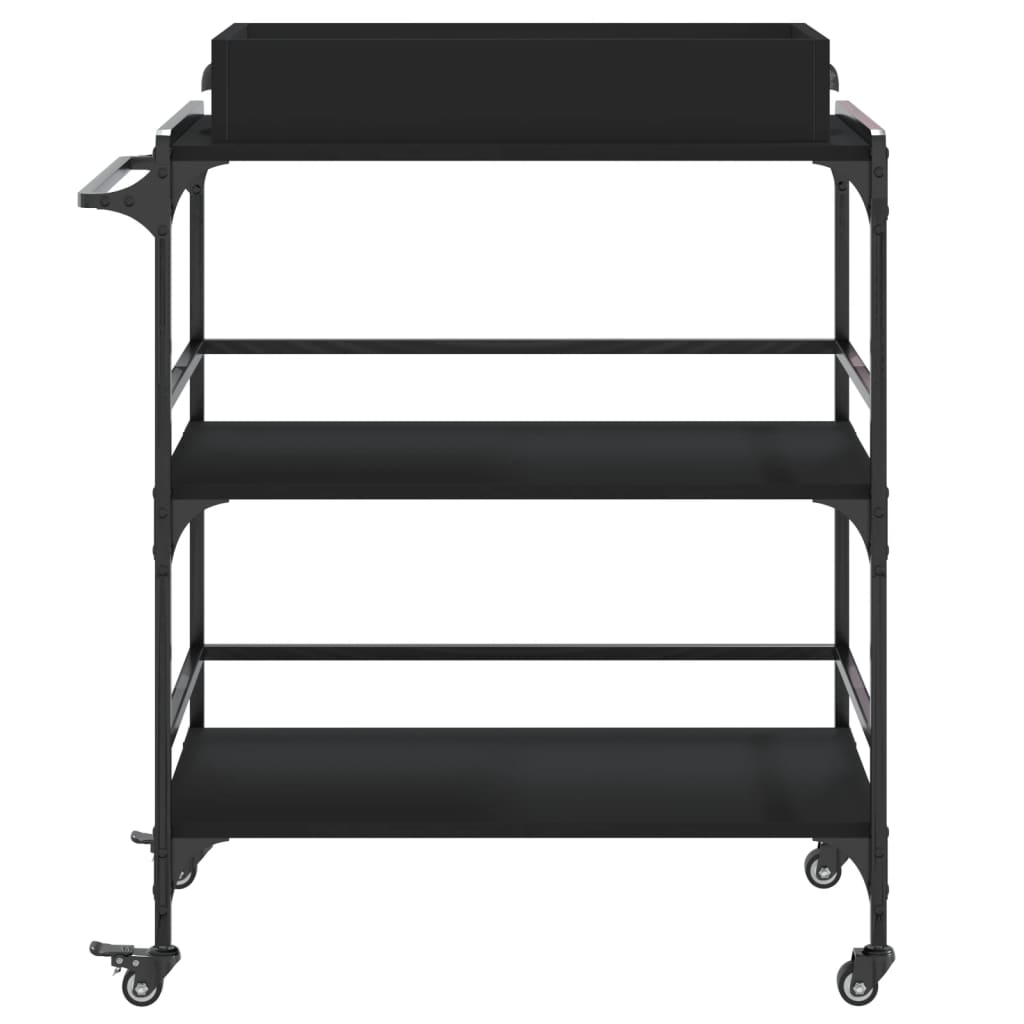 Kitchen Cart Black 81.5x41x92.5 cm Wood Material