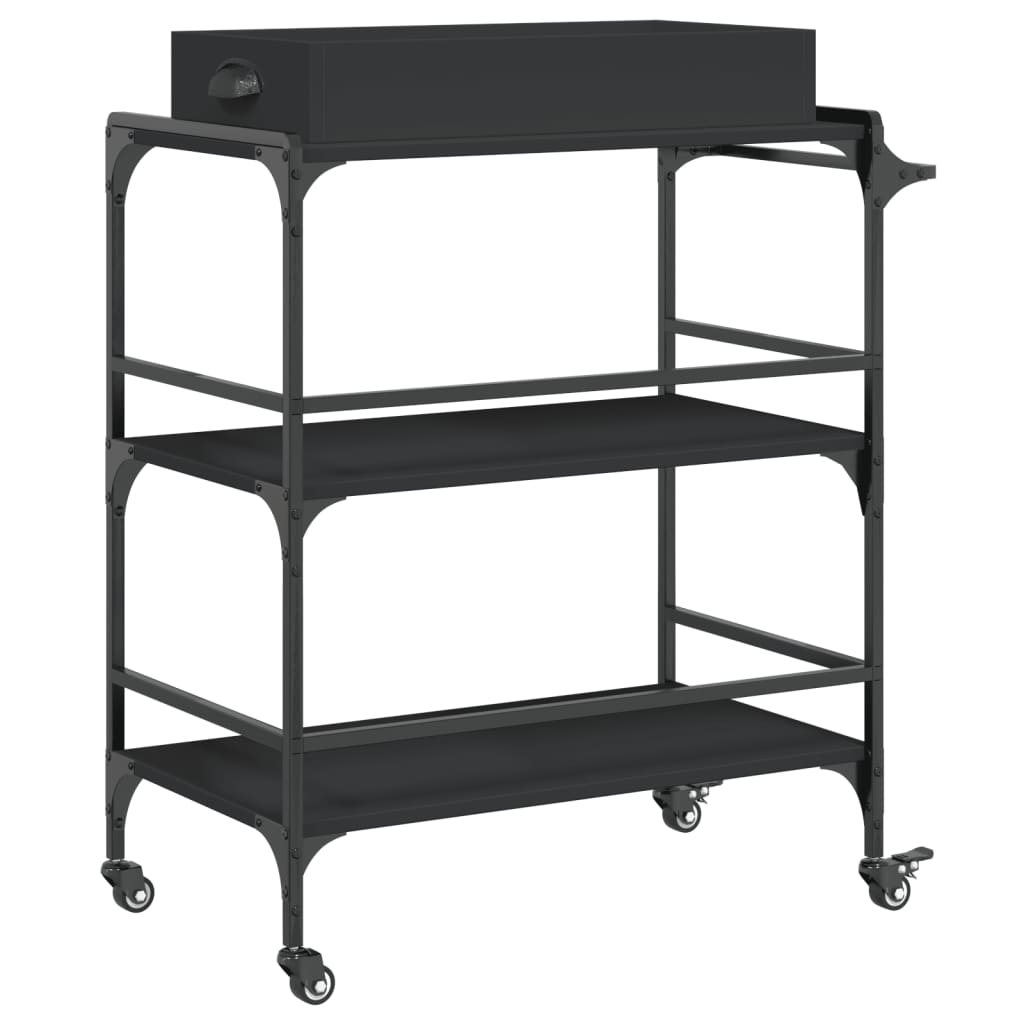 Kitchen Cart Black 81.5x41x92.5 cm Wood Material