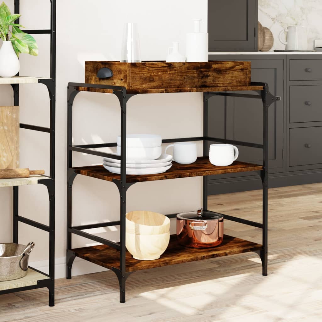 Kitchen trolley smoked oak 81.5x41x92.5 cm wood material