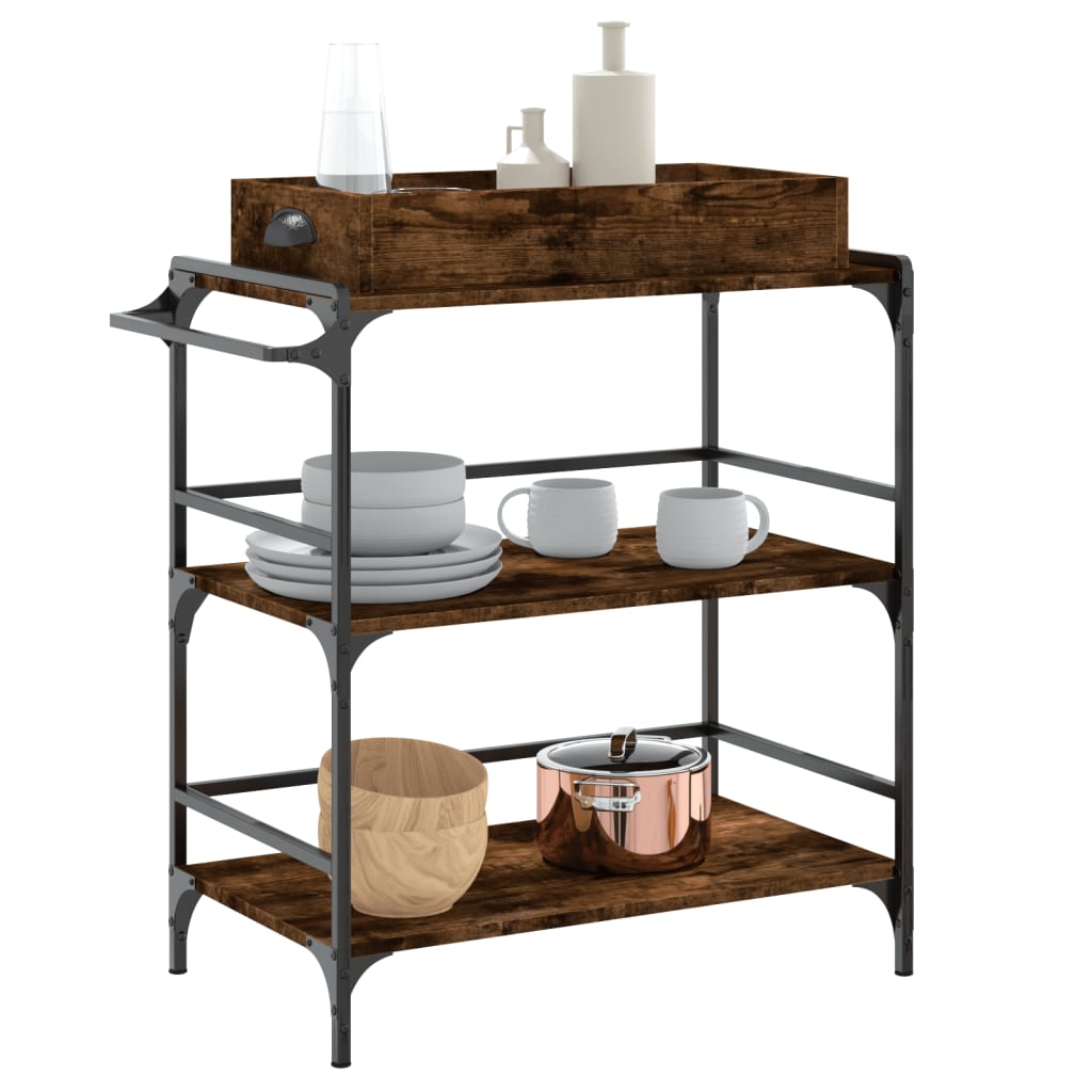 Kitchen trolley smoked oak 81.5x41x92.5 cm wood material