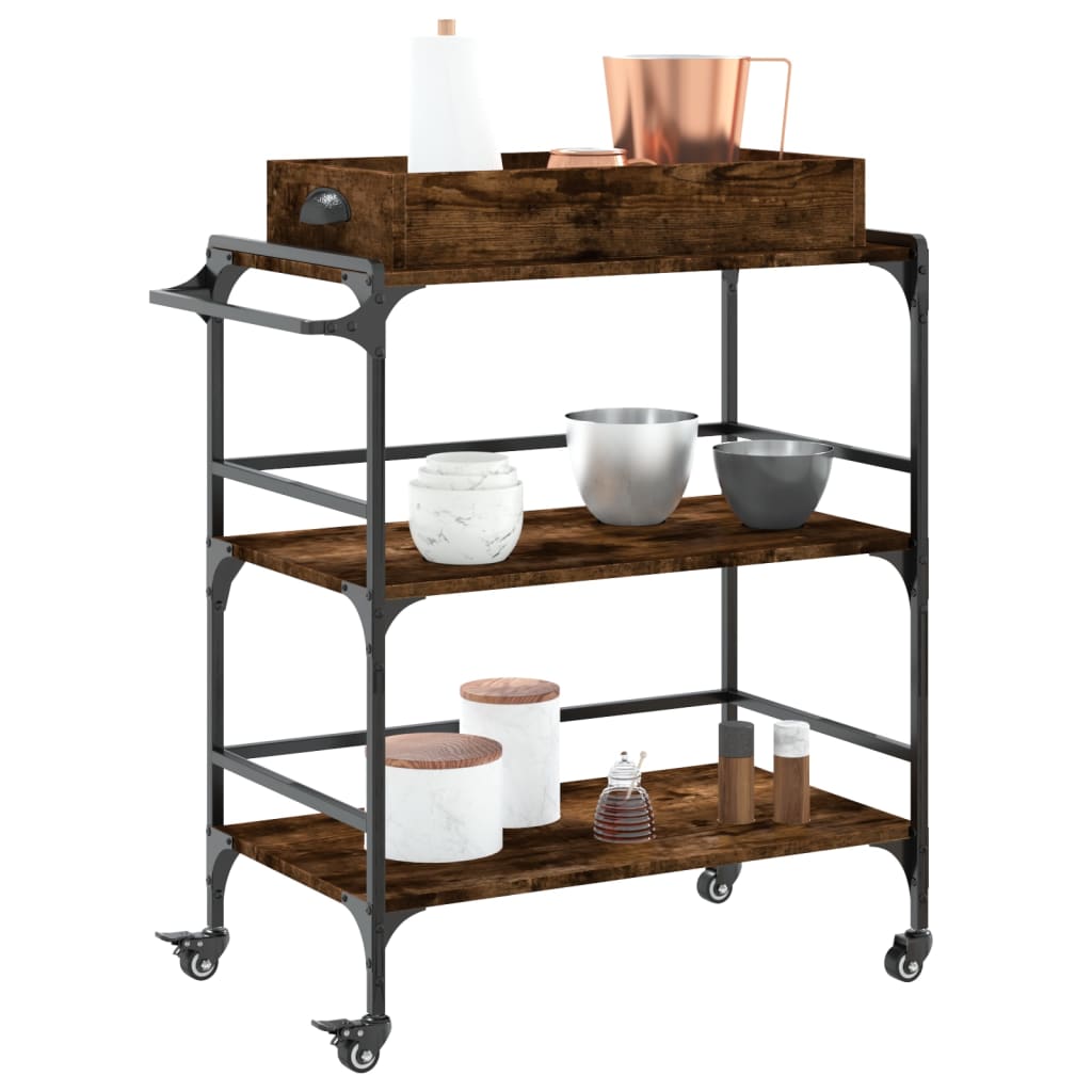 Kitchen trolley smoked oak 81.5x41x92.5 cm wood material