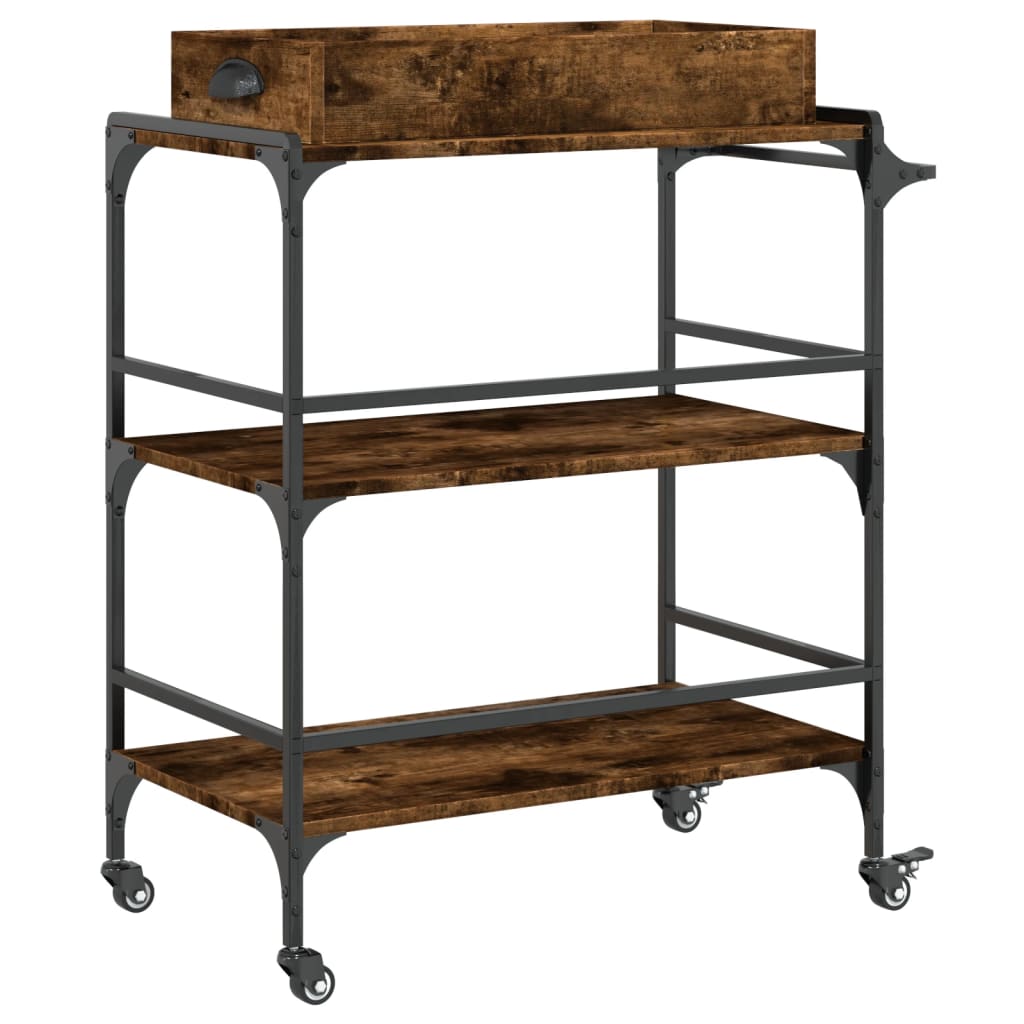 Kitchen trolley smoked oak 81.5x41x92.5 cm wood material