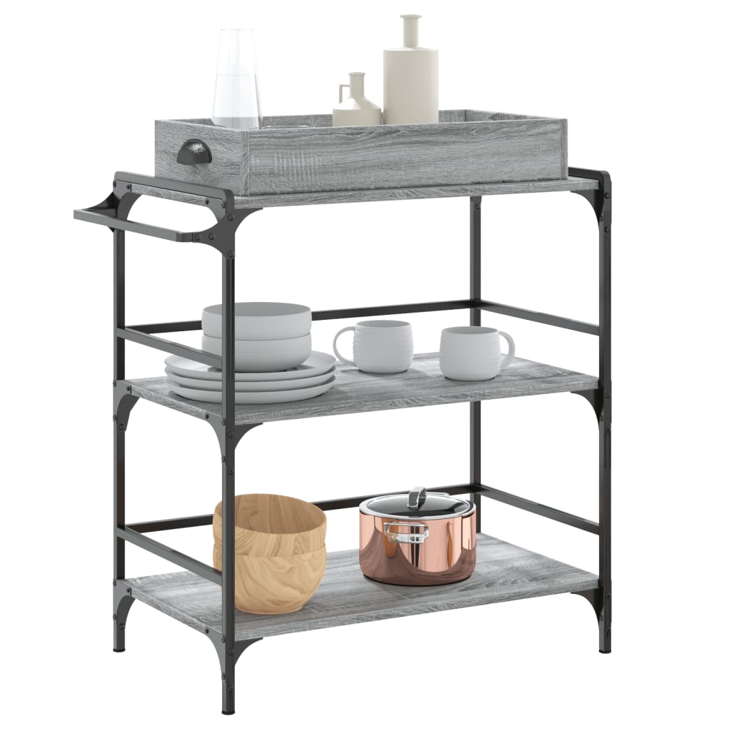 Kitchen Cart Grey Sonoma 81.5x41x92.5 cm Wood Material