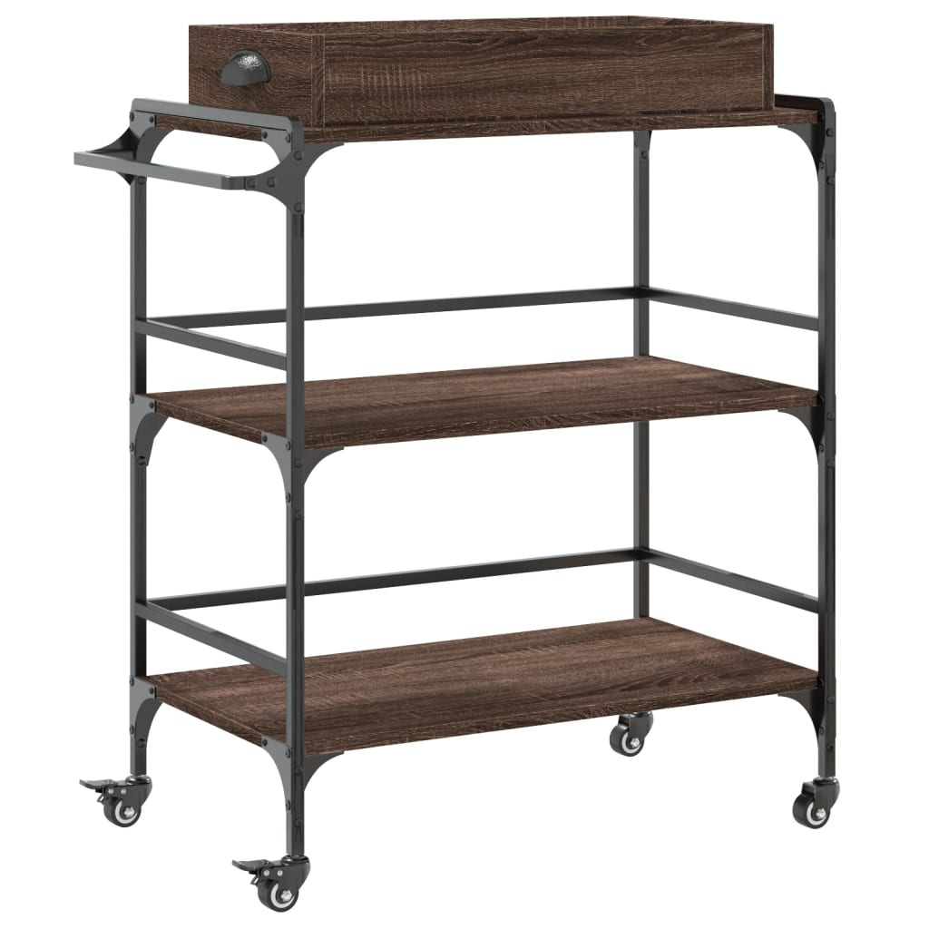 Kitchen trolley brown oak look 81.5x41x92.5 cm wood material