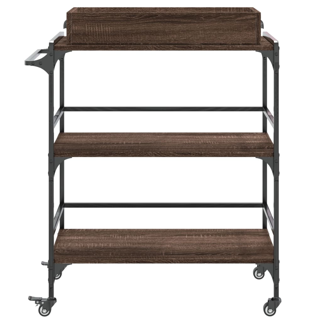 Kitchen trolley brown oak look 81.5x41x92.5 cm wood material