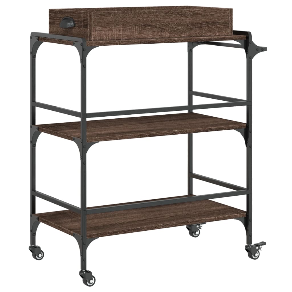 Kitchen trolley brown oak look 81.5x41x92.5 cm wood material