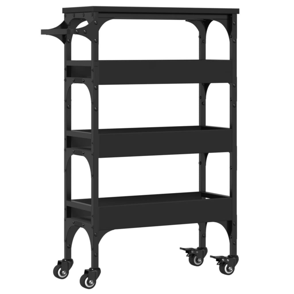 Kitchen Cart Black 53x20x76 cm Wood Material