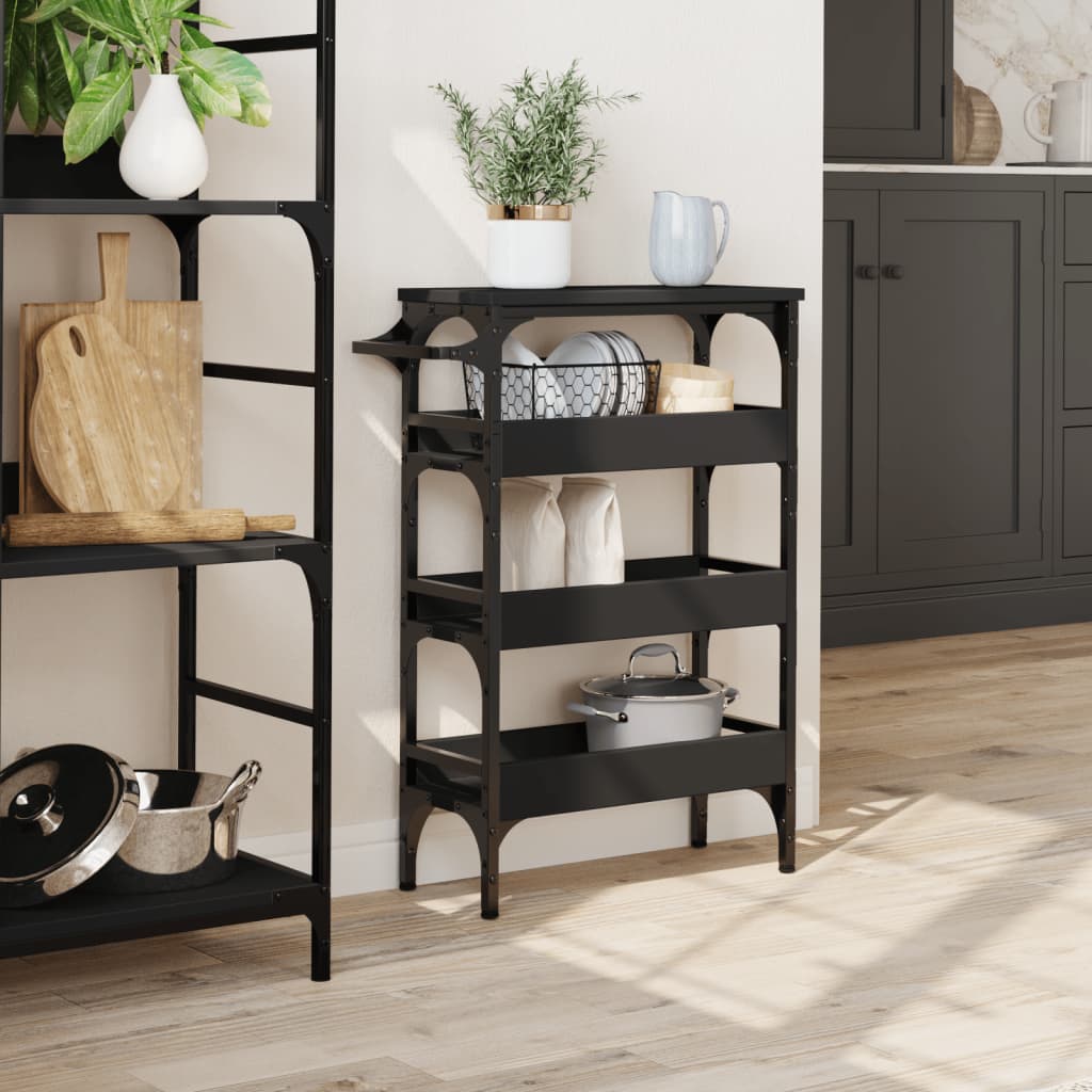 Kitchen Cart Black 53x20x76 cm Wood Material