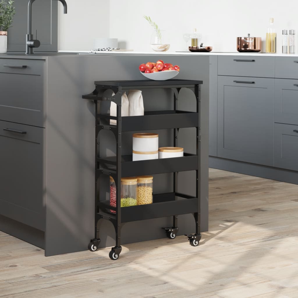 Kitchen Cart Black 53x20x76 cm Wood Material