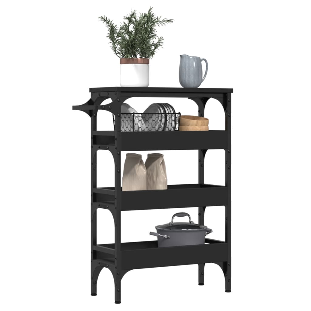 Kitchen Cart Black 53x20x76 cm Wood Material