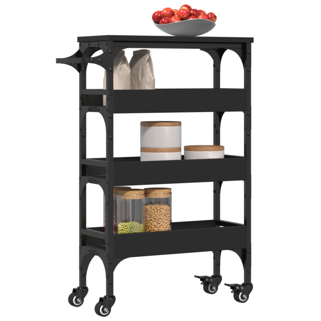 Kitchen Cart Black 53x20x76 cm Wood Material