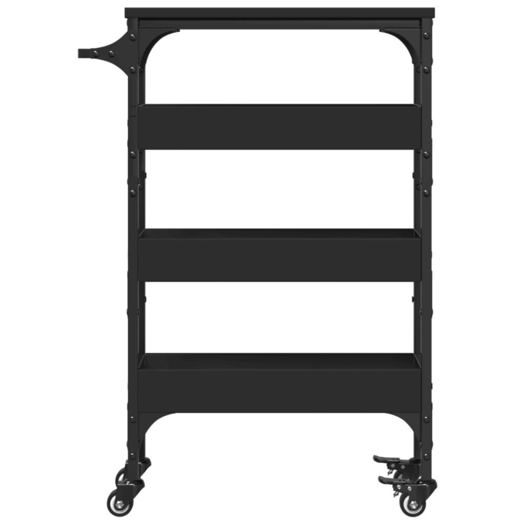 Kitchen Cart Black 53x20x76 cm Wood Material