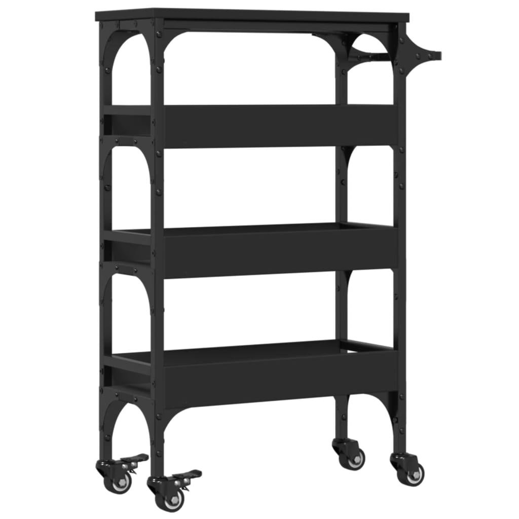 Kitchen Cart Black 53x20x76 cm Wood Material