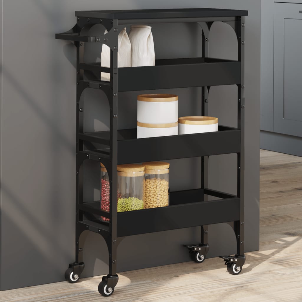 Kitchen Cart Black 53x20x76 cm Wood Material