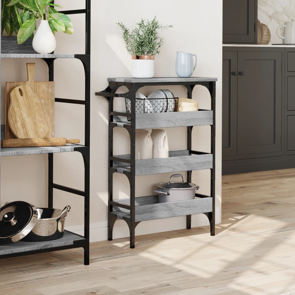 Kitchen Cart Gray Sonoma 53x20x76 cm Wood Material