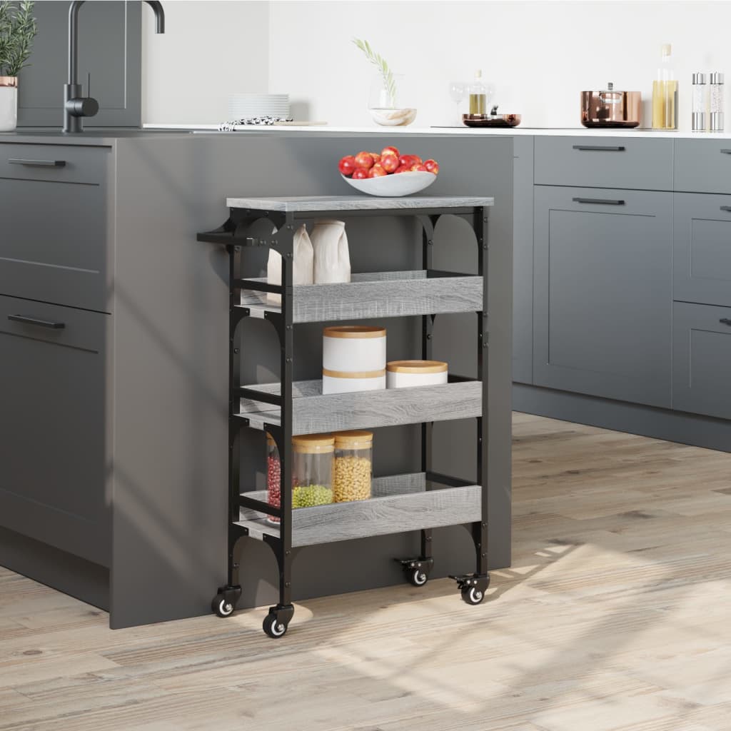 Kitchen Cart Gray Sonoma 53x20x76 cm Wood Material