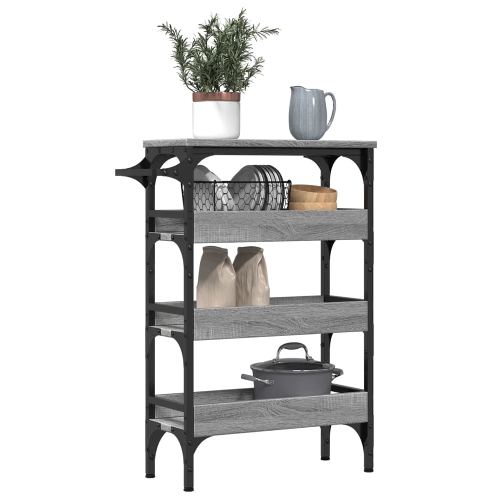 Kitchen Cart Gray Sonoma 53x20x76 cm Wood Material