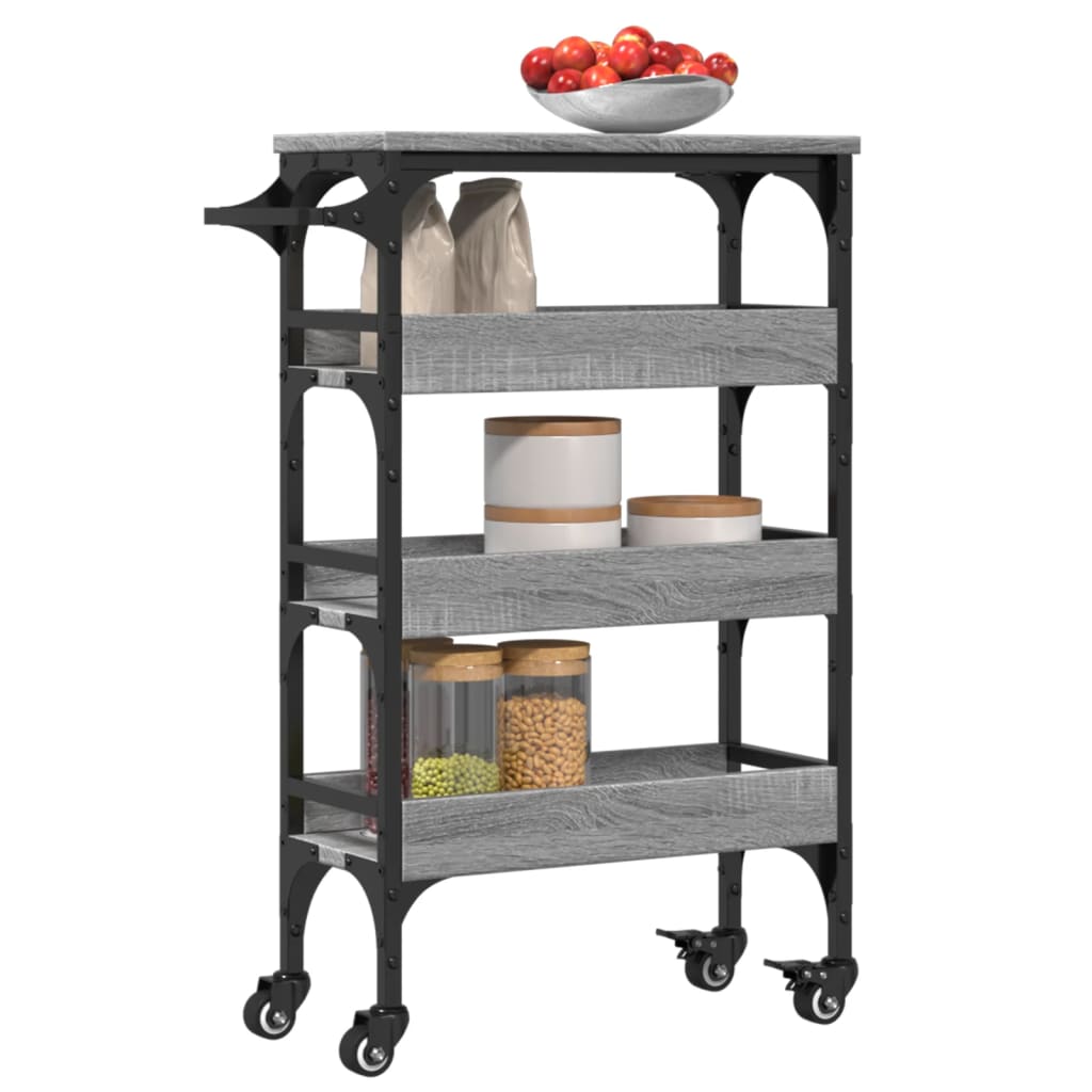 Kitchen Cart Gray Sonoma 53x20x76 cm Wood Material