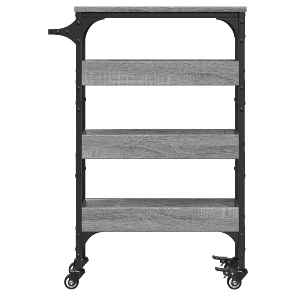Kitchen Cart Gray Sonoma 53x20x76 cm Wood Material