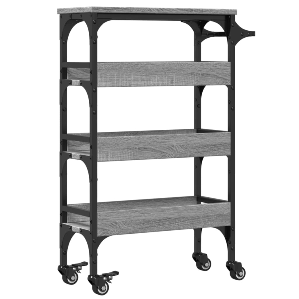 Kitchen Cart Gray Sonoma 53x20x76 cm Wood Material