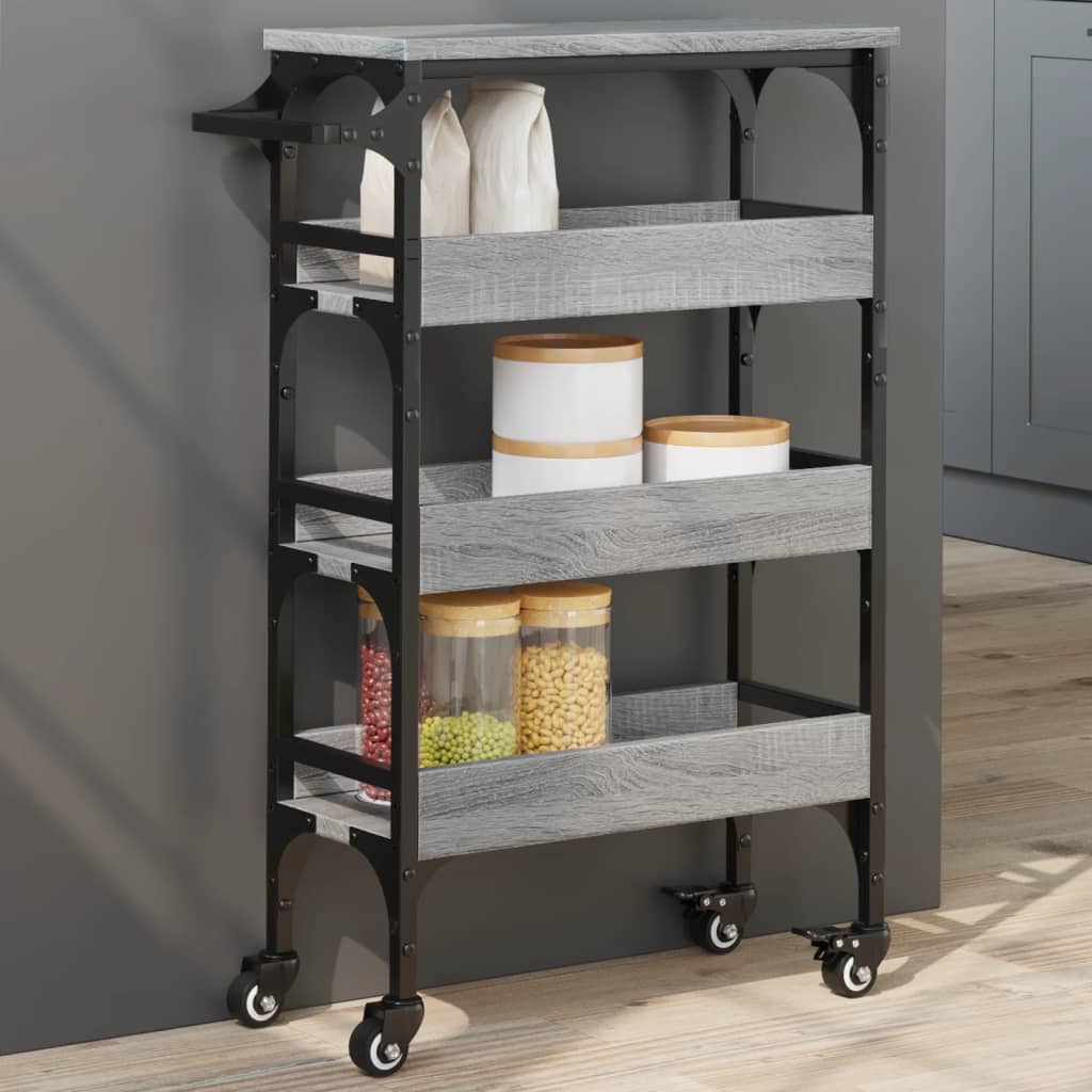 Kitchen Cart Gray Sonoma 53x20x76 cm Wood Material