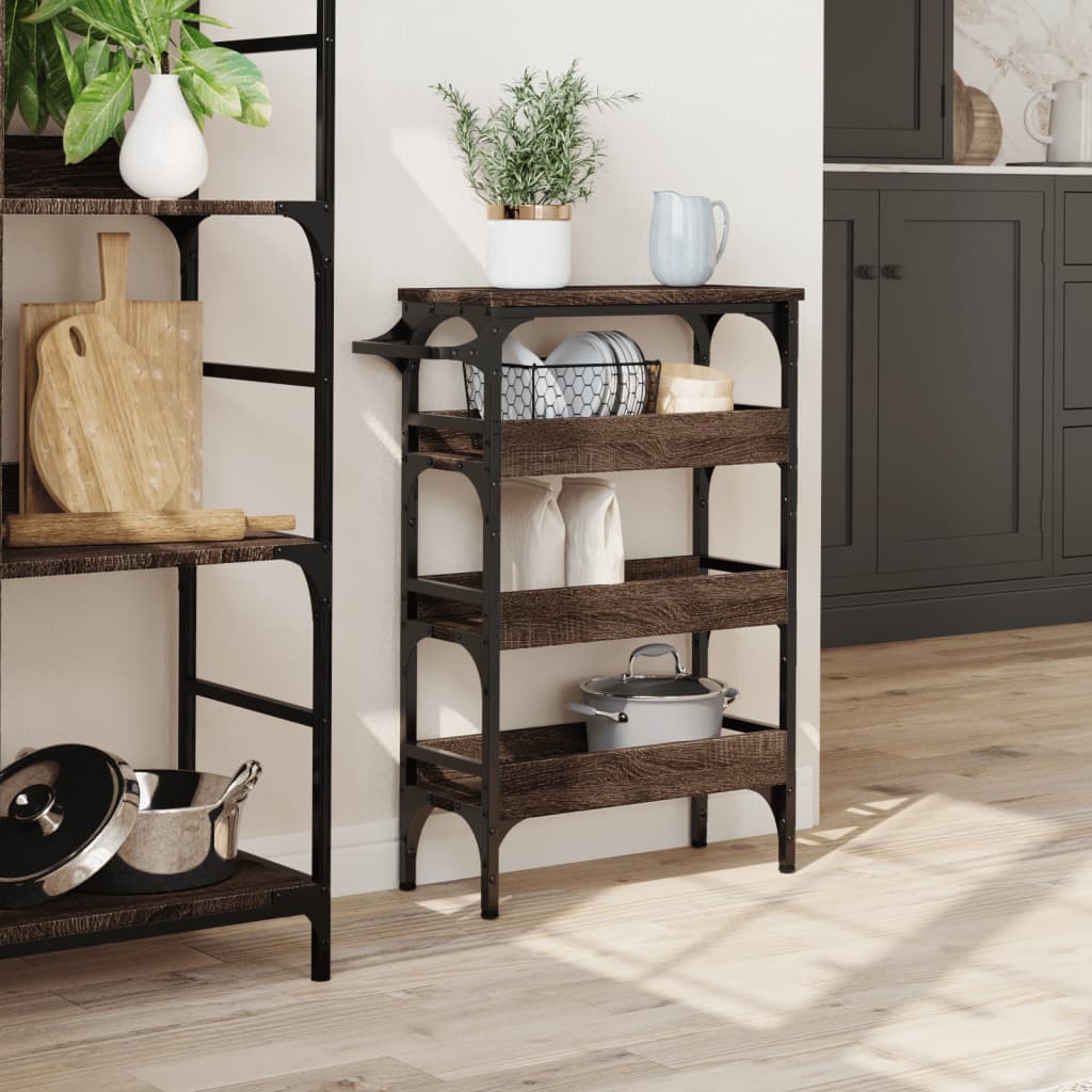 Kitchen trolley brown oak look 53x20x76 cm wood material