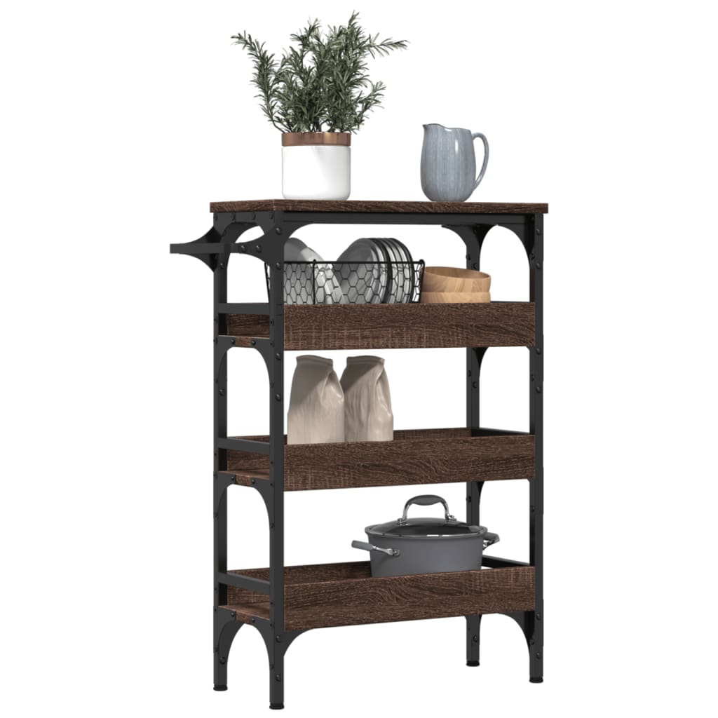 Kitchen trolley brown oak look 53x20x76 cm wood material