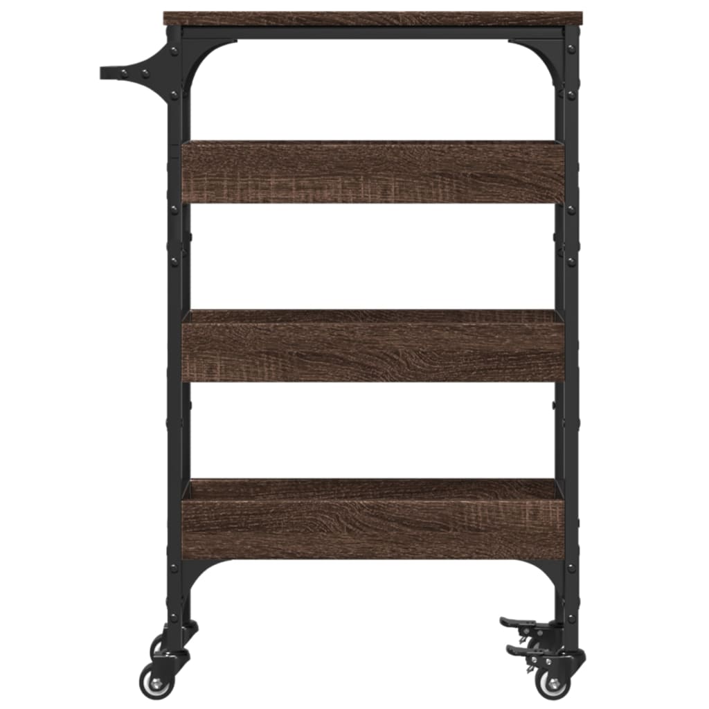 Kitchen trolley brown oak look 53x20x76 cm wood material
