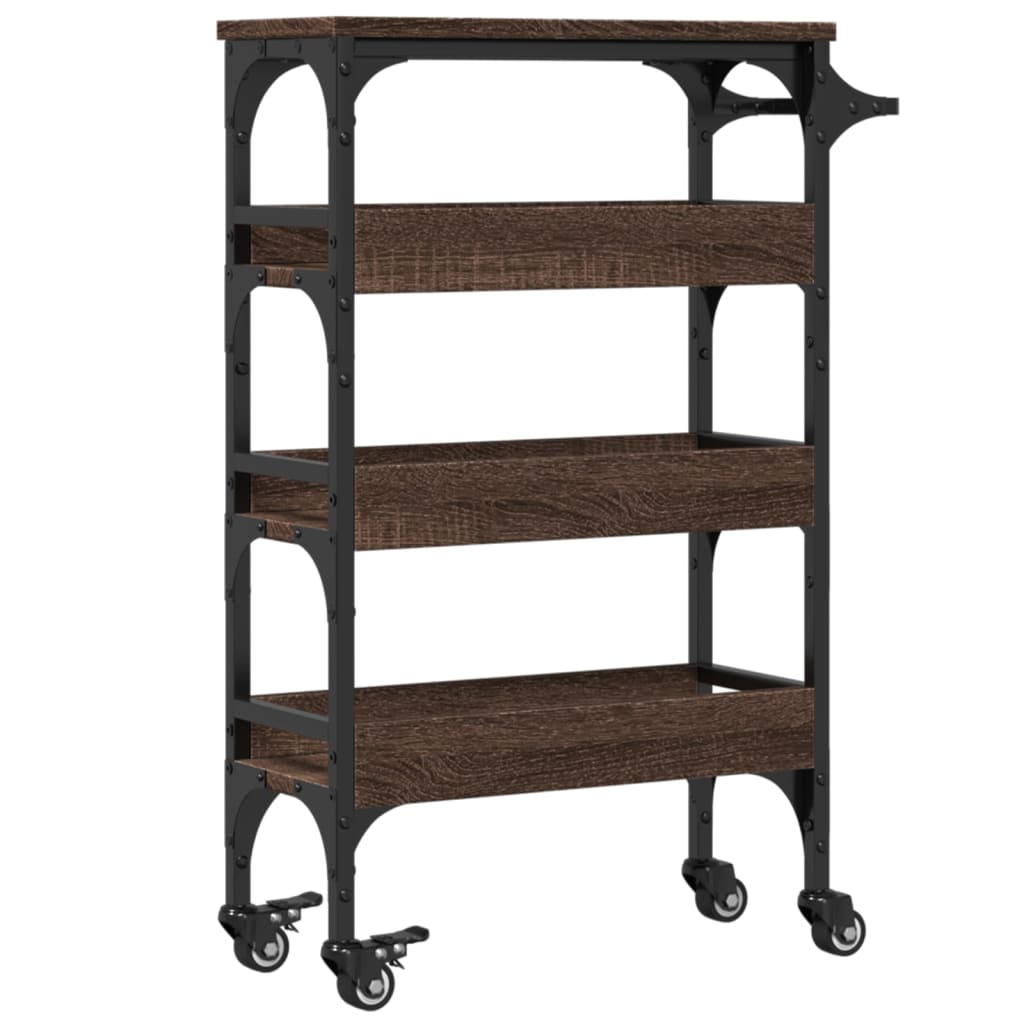 Kitchen trolley brown oak look 53x20x76 cm wood material