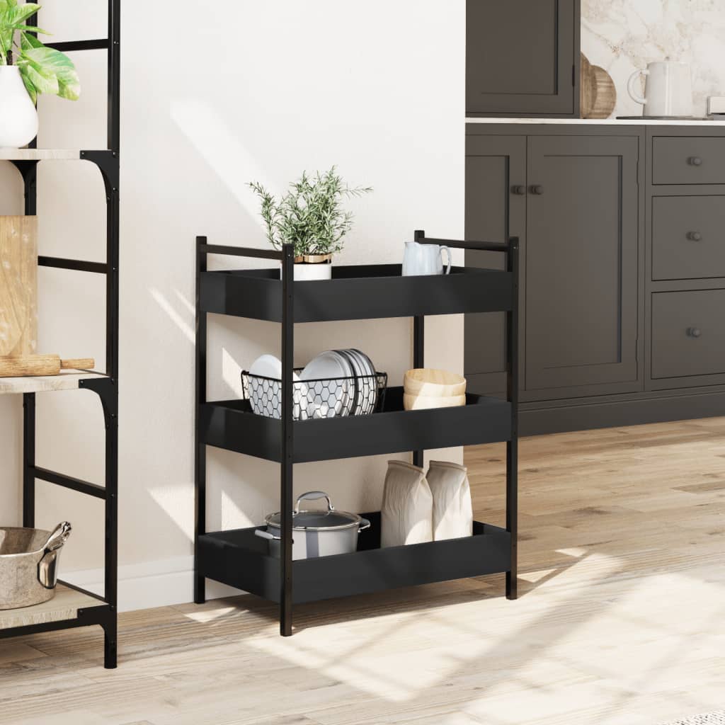 Kitchen Cart Black 50x30x70 cm Wood Material