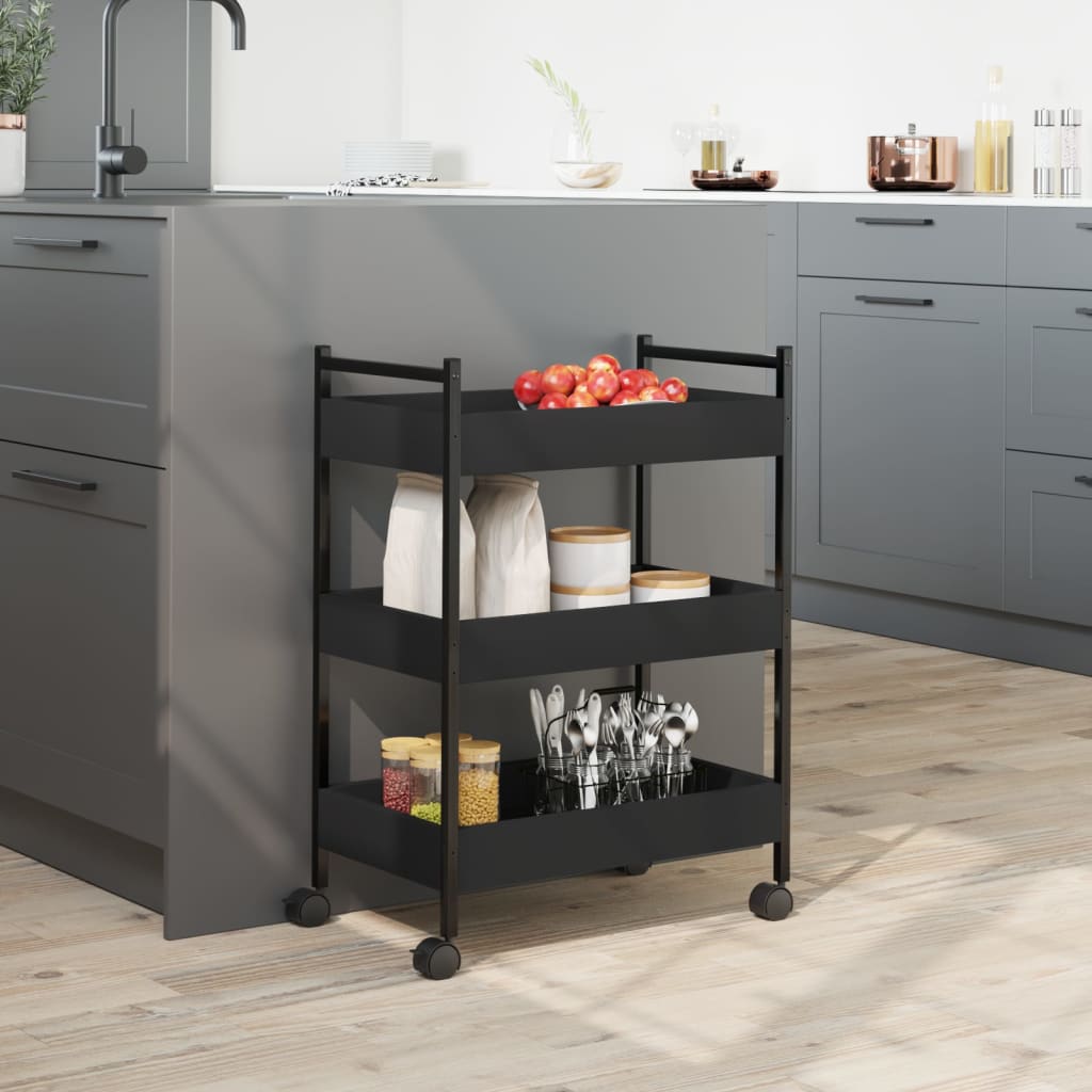 Kitchen Cart Black 50x30x70 cm Wood Material