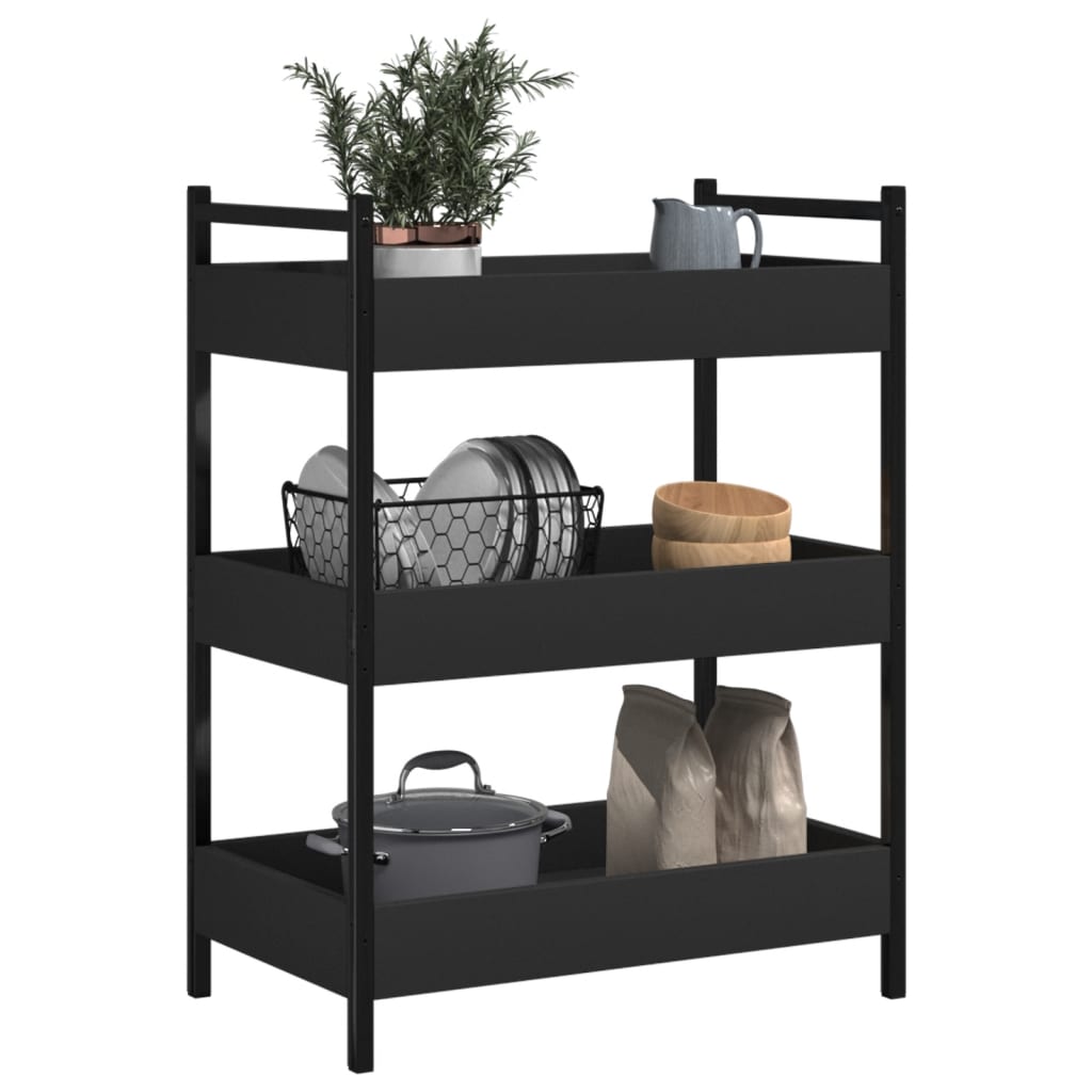 Kitchen Cart Black 50x30x70 cm Wood Material